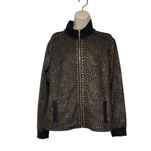 Ruby Rd Gold & Black Long Sleeve Zip-Up Jacket Embellishments & pockets!